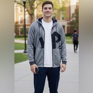 Under Armour UA Fleece Full-Zip Hoodie Jacket Gray & Black Men’s Size XL